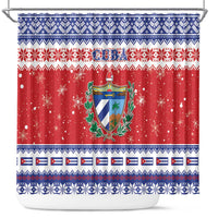 Cuba Christmas Shower Curtain Coat Of Arms Xmas Vibe - Wonder Print Shop