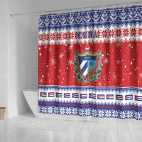 Cuba Christmas Shower Curtain Coat Of Arms Xmas Vibe - Wonder Print Shop