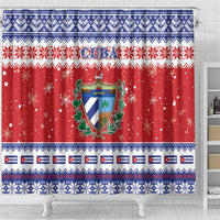 Cuba Christmas Shower Curtain Coat Of Arms Xmas Vibe - Wonder Print Shop