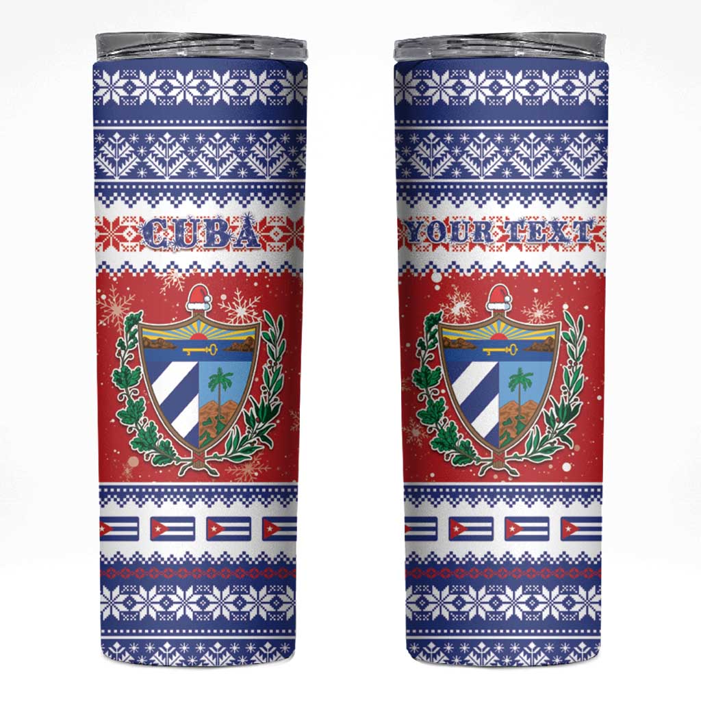 Personalized Cuba Christmas Skinny Tumbler Coat Of Arms Xmas Vibe - Wonder Print Shop