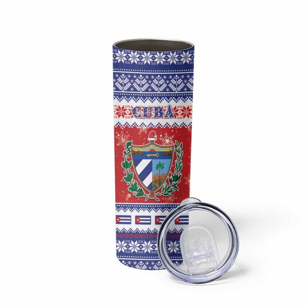 Personalized Cuba Christmas Skinny Tumbler Coat Of Arms Xmas Vibe - Wonder Print Shop