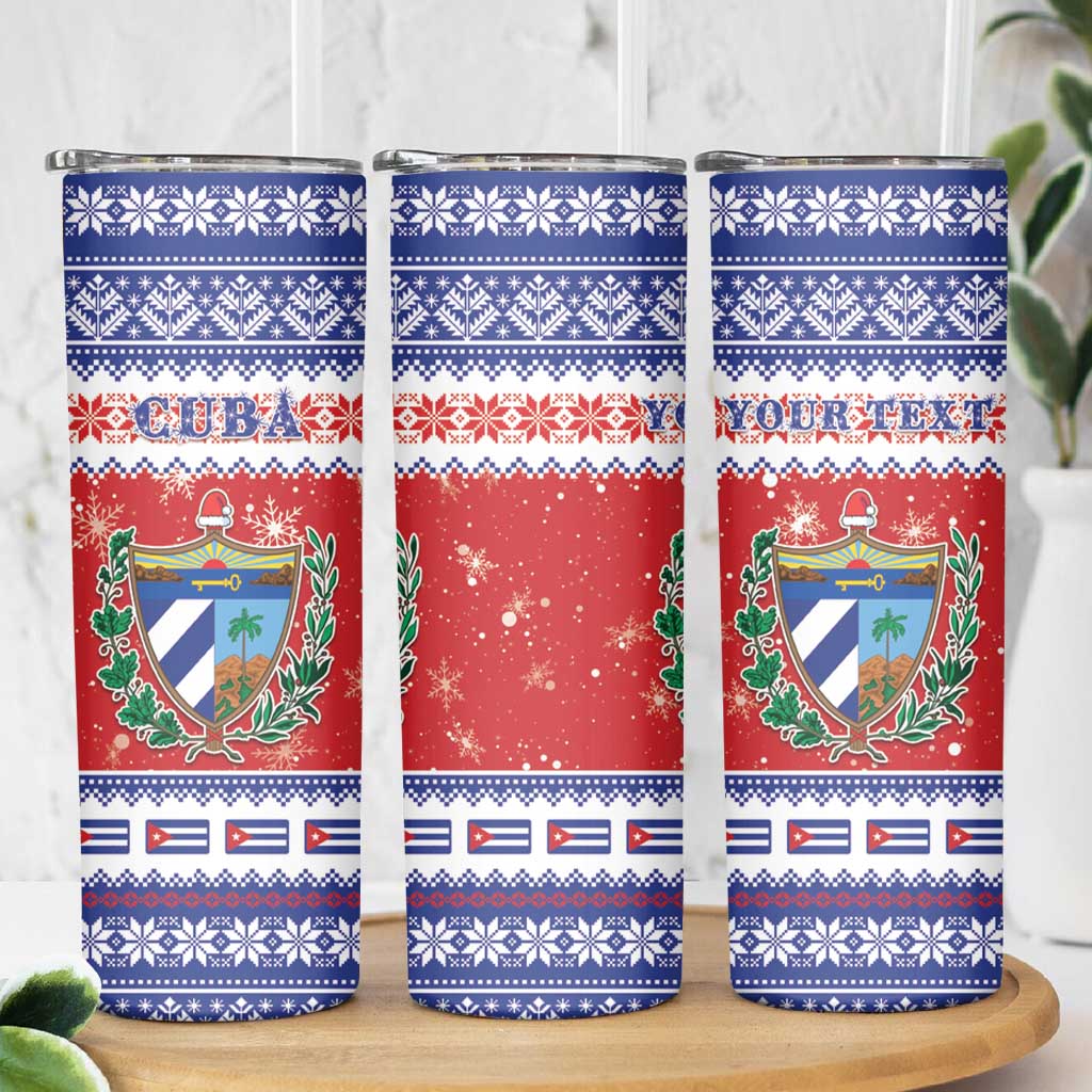 Personalized Cuba Christmas Skinny Tumbler Coat Of Arms Xmas Vibe - Wonder Print Shop