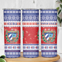 Personalized Cuba Christmas Skinny Tumbler Coat Of Arms Xmas Vibe - Wonder Print Shop