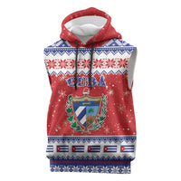 Personalized Cuba Christmas Sleeveless Hoodie Coat Of Arms Xmas Vibe - Wonder Print Shop