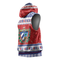 Personalized Cuba Christmas Sleeveless Hoodie Coat Of Arms Xmas Vibe - Wonder Print Shop