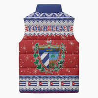 Personalized Cuba Christmas Sleeveless Puffer Jacket Coat Of Arms Xmas Vibe - Wonder Print Shop