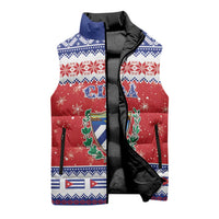 Personalized Cuba Christmas Sleeveless Puffer Jacket Coat Of Arms Xmas Vibe - Wonder Print Shop