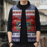 Personalized Cuba Christmas Sleeveless Puffer Jacket Coat Of Arms Xmas Vibe - Wonder Print Shop
