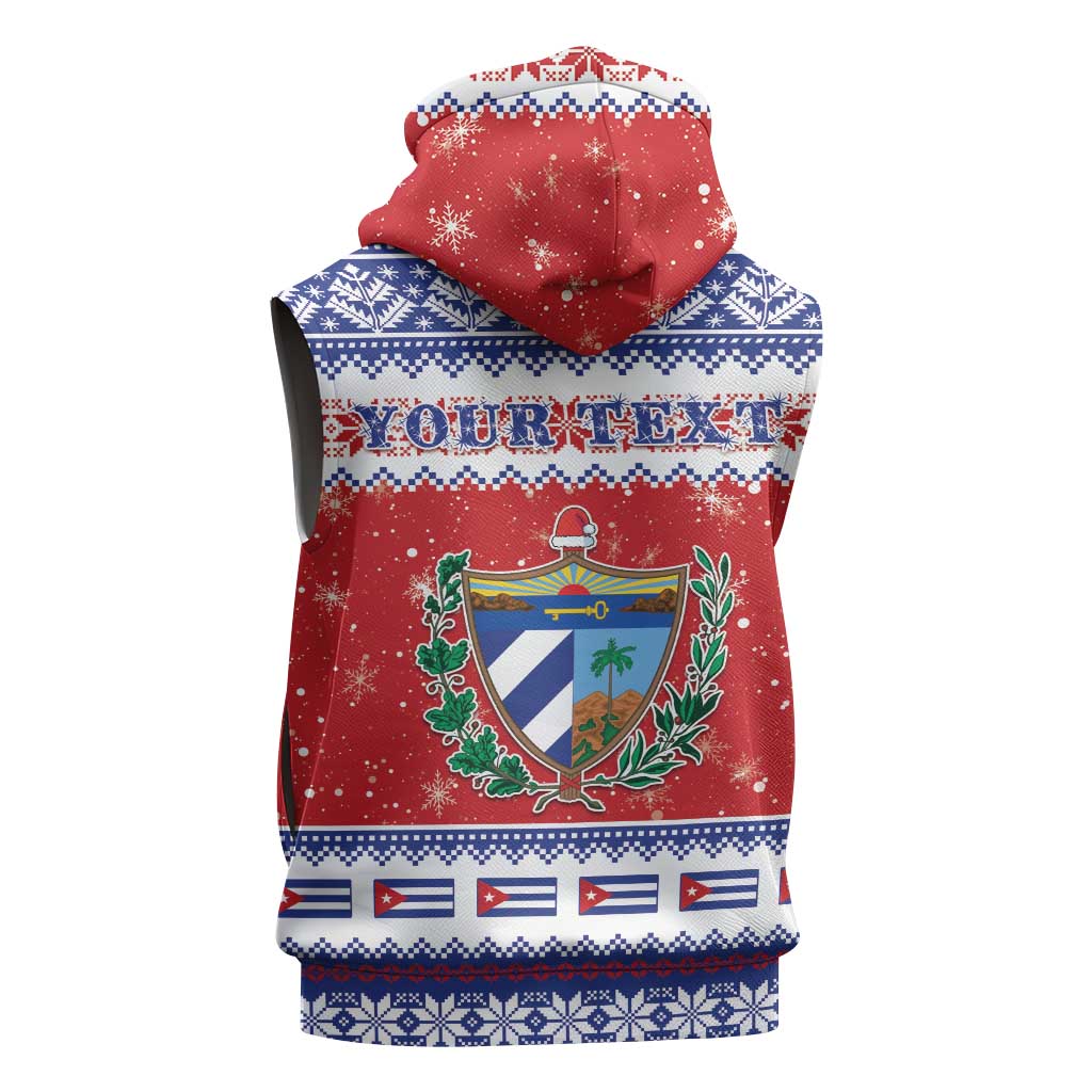 Personalized Cuba Christmas Sleeveless Zip Hoodie Coat Of Arms Xmas Vibe - Wonder Print Shop