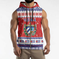Personalized Cuba Christmas Sleeveless Zip Hoodie Coat Of Arms Xmas Vibe - Wonder Print Shop