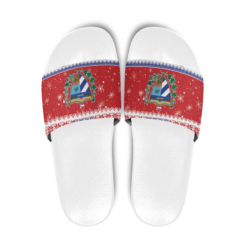 Cuba Christmas Slide Sandals Coat Of Arms Xmas Vibe - Wonder Print Shop