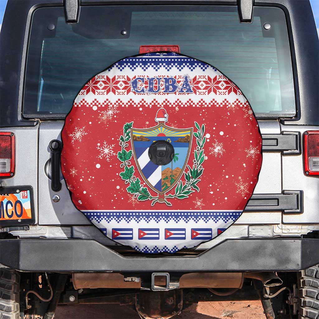 Cuba Christmas Spare Tire Cover Coat Of Arms Xmas Vibe - Wonder Print Shop