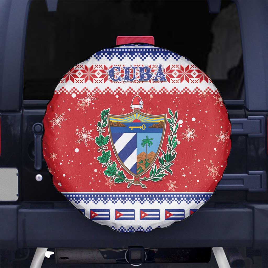 Cuba Christmas Spare Tire Cover Coat Of Arms Xmas Vibe - Wonder Print Shop