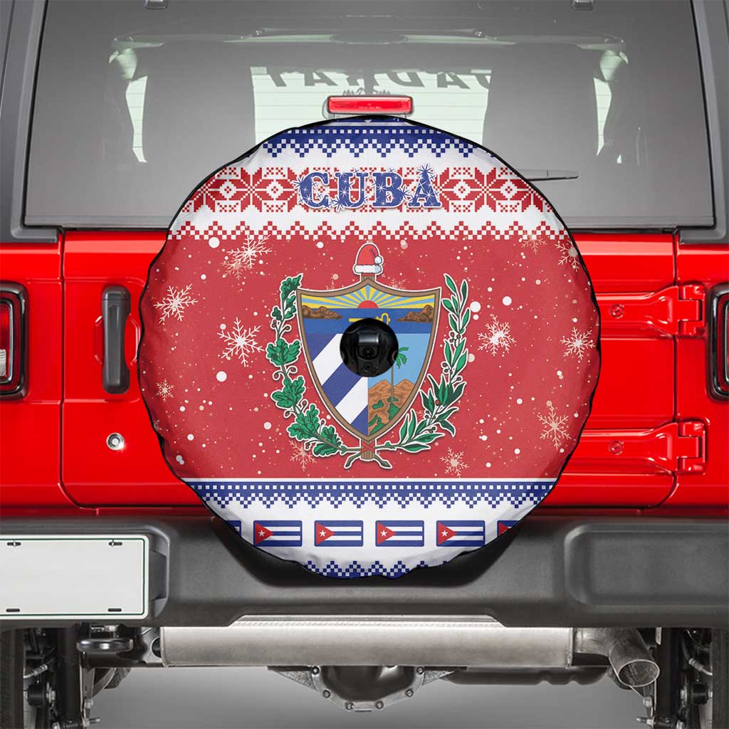 Cuba Christmas Spare Tire Cover Coat Of Arms Xmas Vibe - Wonder Print Shop