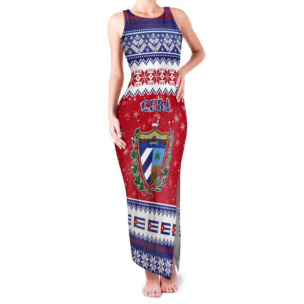 Personalized Cuba Christmas Tank Maxi Dress Coat Of Arms Xmas Vibe - Wonder Print Shop