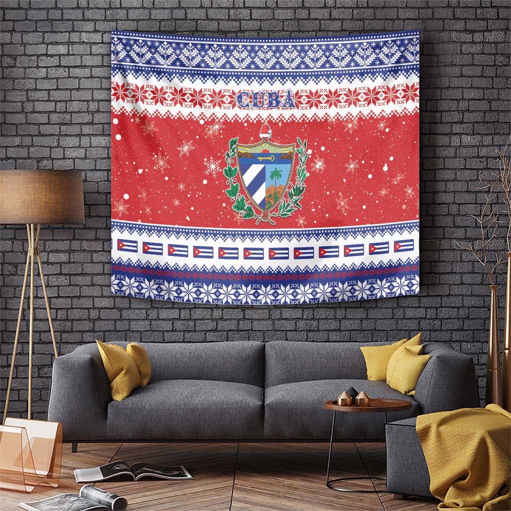 Cuba Christmas Tapestry Coat Of Arms Xmas Vibe - Wonder Print Shop