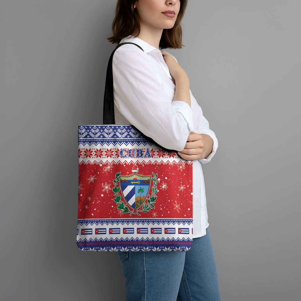 Cuba Christmas Tote Bag Coat Of Arms Xmas Vibe - Wonder Print Shop