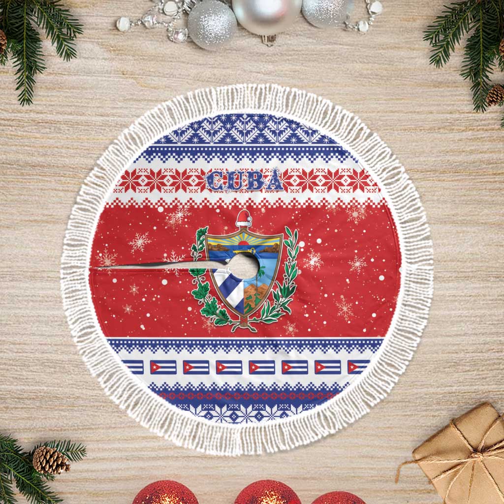Cuba Christmas Tree Skirt Coat Of Arms Xmas Vibe - Wonder Print Shop
