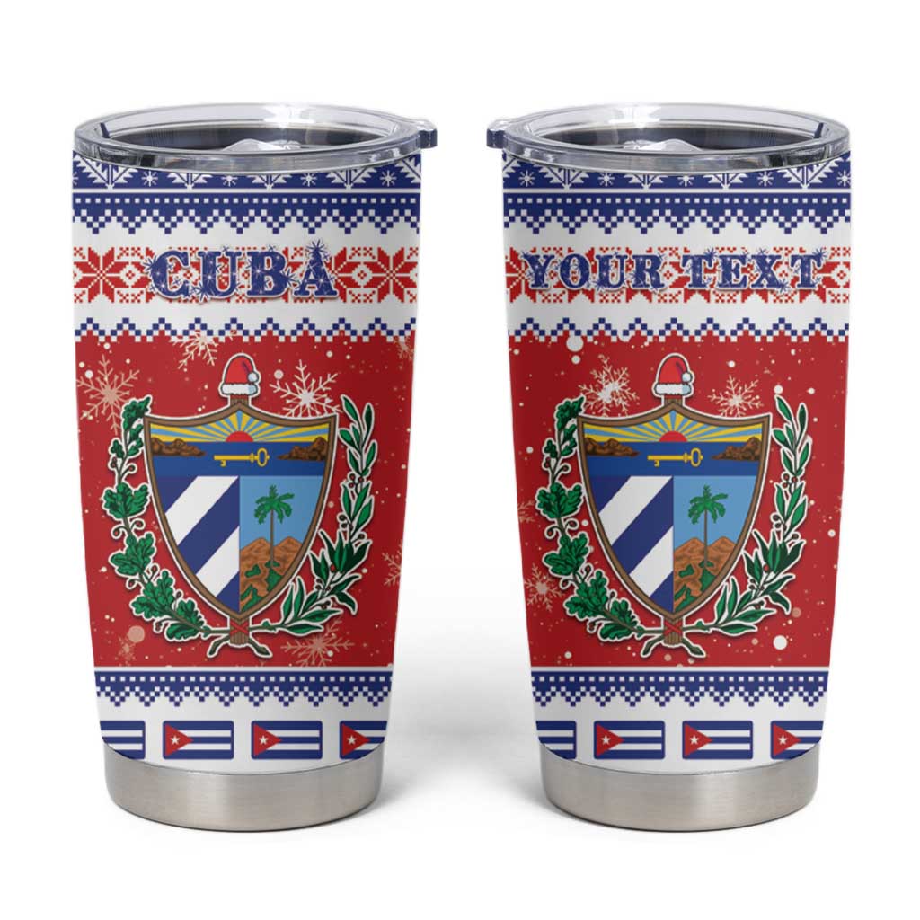 Personalized Cuba Christmas Tumbler Cup Coat Of Arms Xmas Vibe - Wonder Print Shop