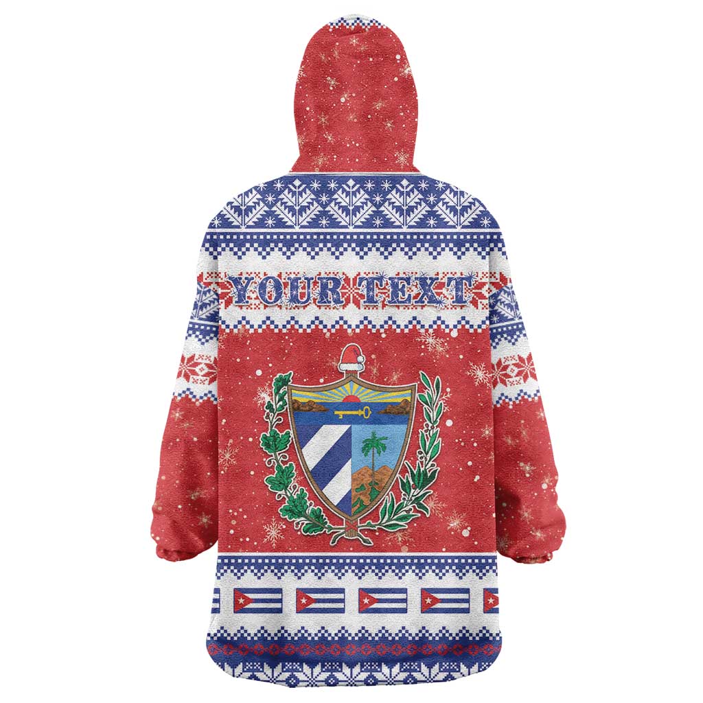 Personalized Cuba Christmas Wearable Blanket Hoodie Coat Of Arms Xmas Vibe - Wonder Print Shop