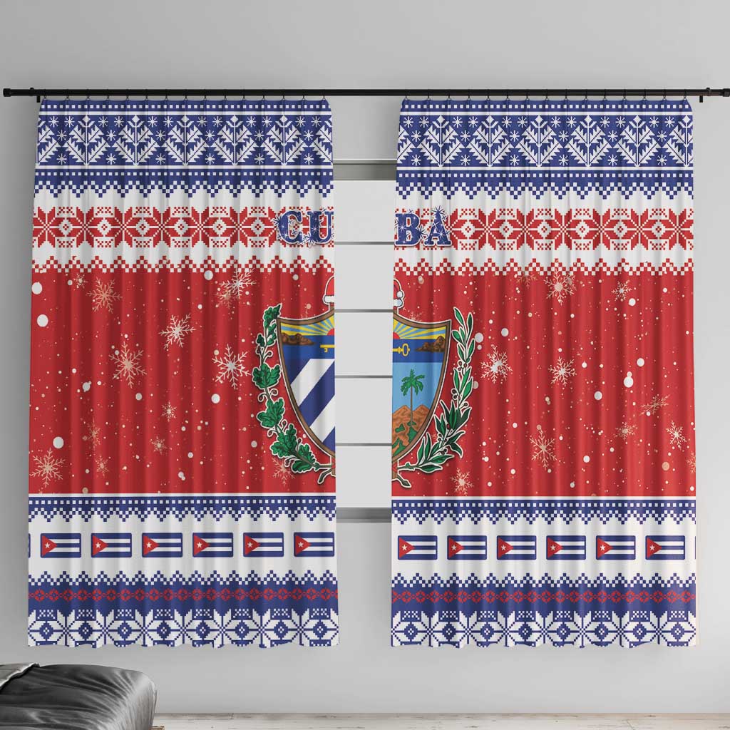 Cuba Christmas Window Curtain Coat Of Arms Xmas Vibe - Wonder Print Shop