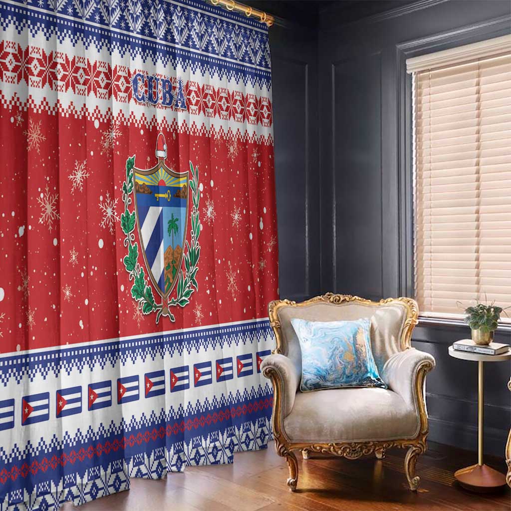 Cuba Christmas Window Curtain Coat Of Arms Xmas Vibe - Wonder Print Shop