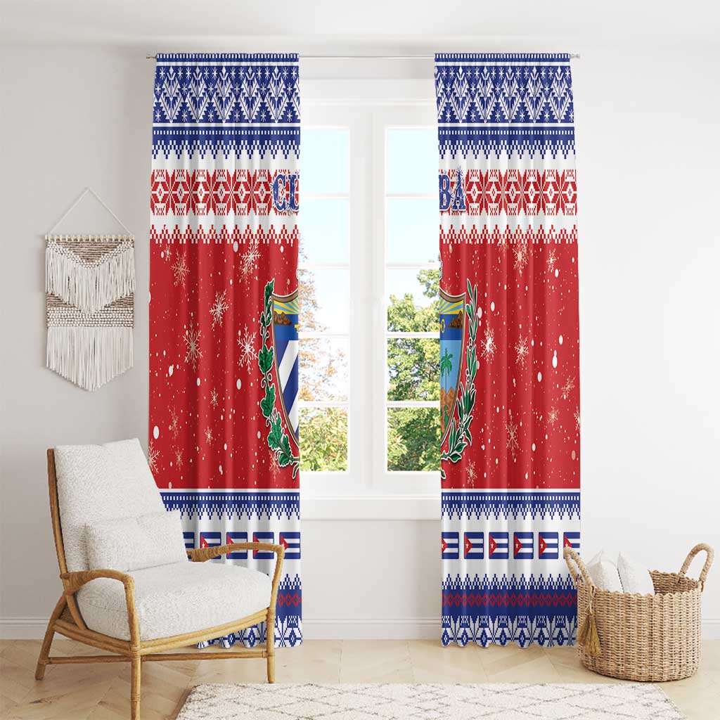 Cuba Christmas Window Curtain Coat Of Arms Xmas Vibe - Wonder Print Shop