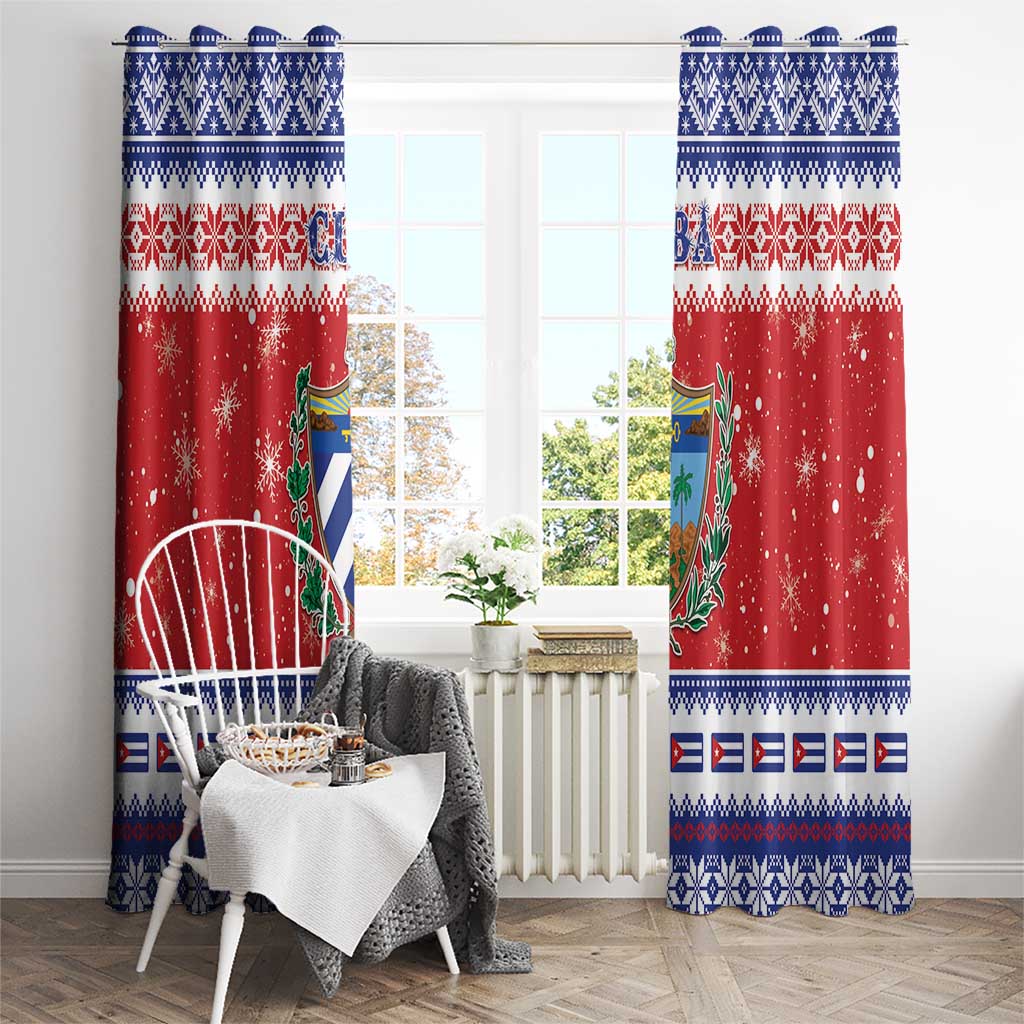 Cuba Christmas Window Curtain Coat Of Arms Xmas Vibe - Wonder Print Shop