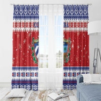 Cuba Christmas Window Curtain Coat Of Arms Xmas Vibe - Wonder Print Shop