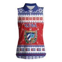 Personalized Cuba Christmas Women Sleeveless Polo Shirt Coat Of Arms Xmas Vibe - Wonder Print Shop