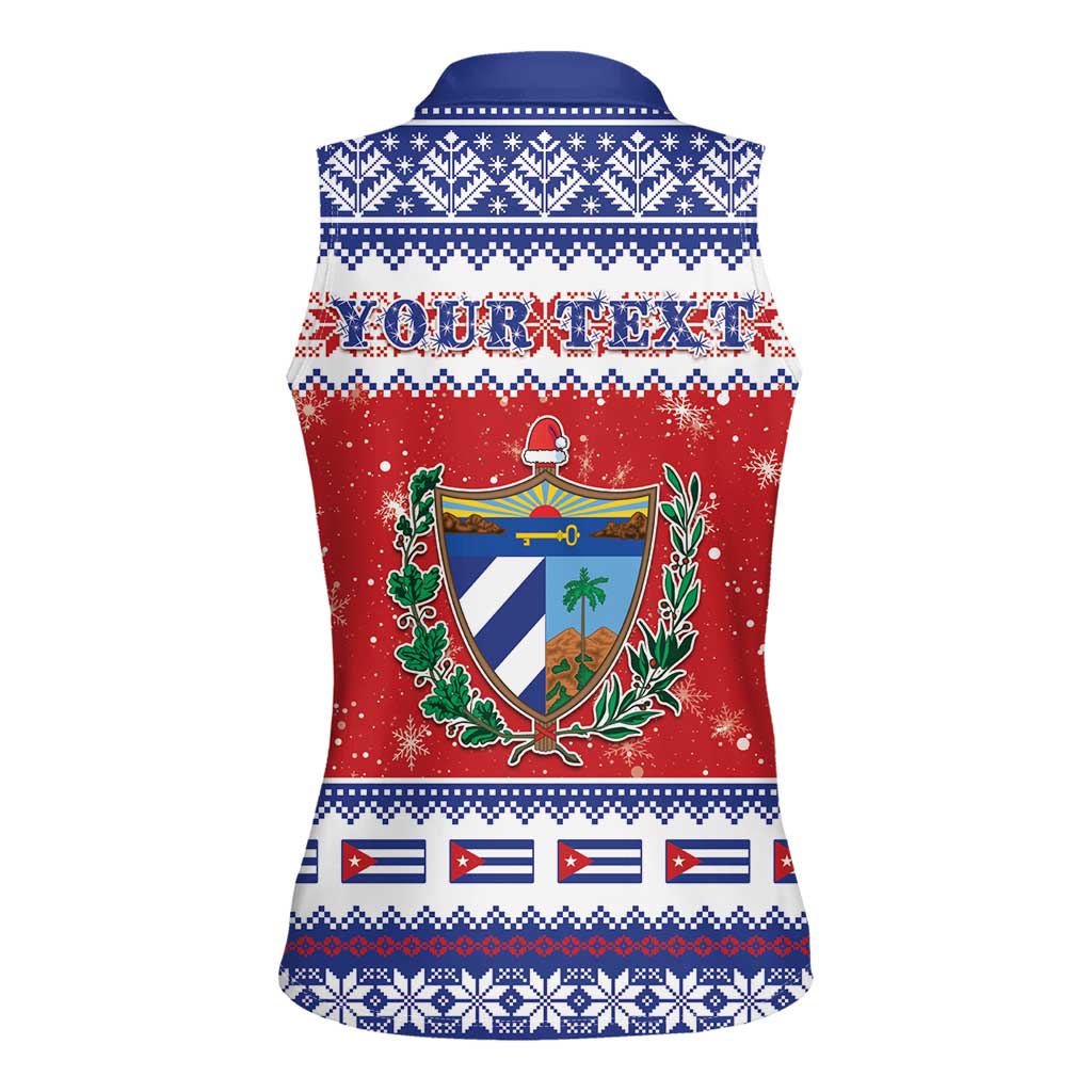 Personalized Cuba Christmas Women Sleeveless Polo Shirt Coat Of Arms Xmas Vibe - Wonder Print Shop