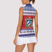 Personalized Cuba Christmas Women Sleeveless Polo Shirt Coat Of Arms Xmas Vibe - Wonder Print Shop