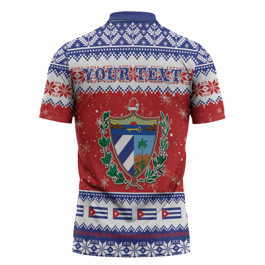 Personalized Cuba Christmas Zipper Polo Shirt Coat Of Arms Xmas Vibe - Wonder Print Shop