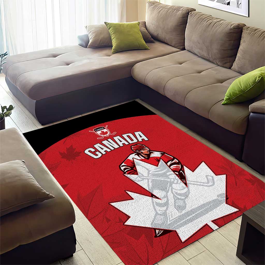 Canada Hockey Area Rug Maple Leaves Sporty Style