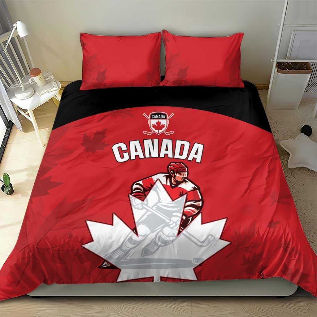 Canada Hockey Bedding Set Maple Leaves Sporty Style