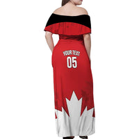 Custom Canada Hockey Family Matching Off Shoulder Maxi Dress and Hawaiian Shirt Maple Leaves Sporty Style