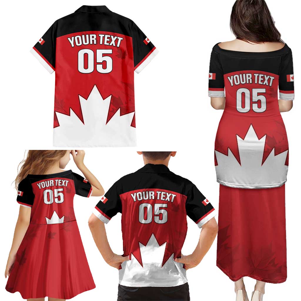 Custom Canada Hockey Family Matching Puletasi and Hawaiian Shirt Maple Leaves Sporty Style