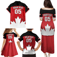 Custom Canada Hockey Family Matching Puletasi and Hawaiian Shirt Maple Leaves Sporty Style
