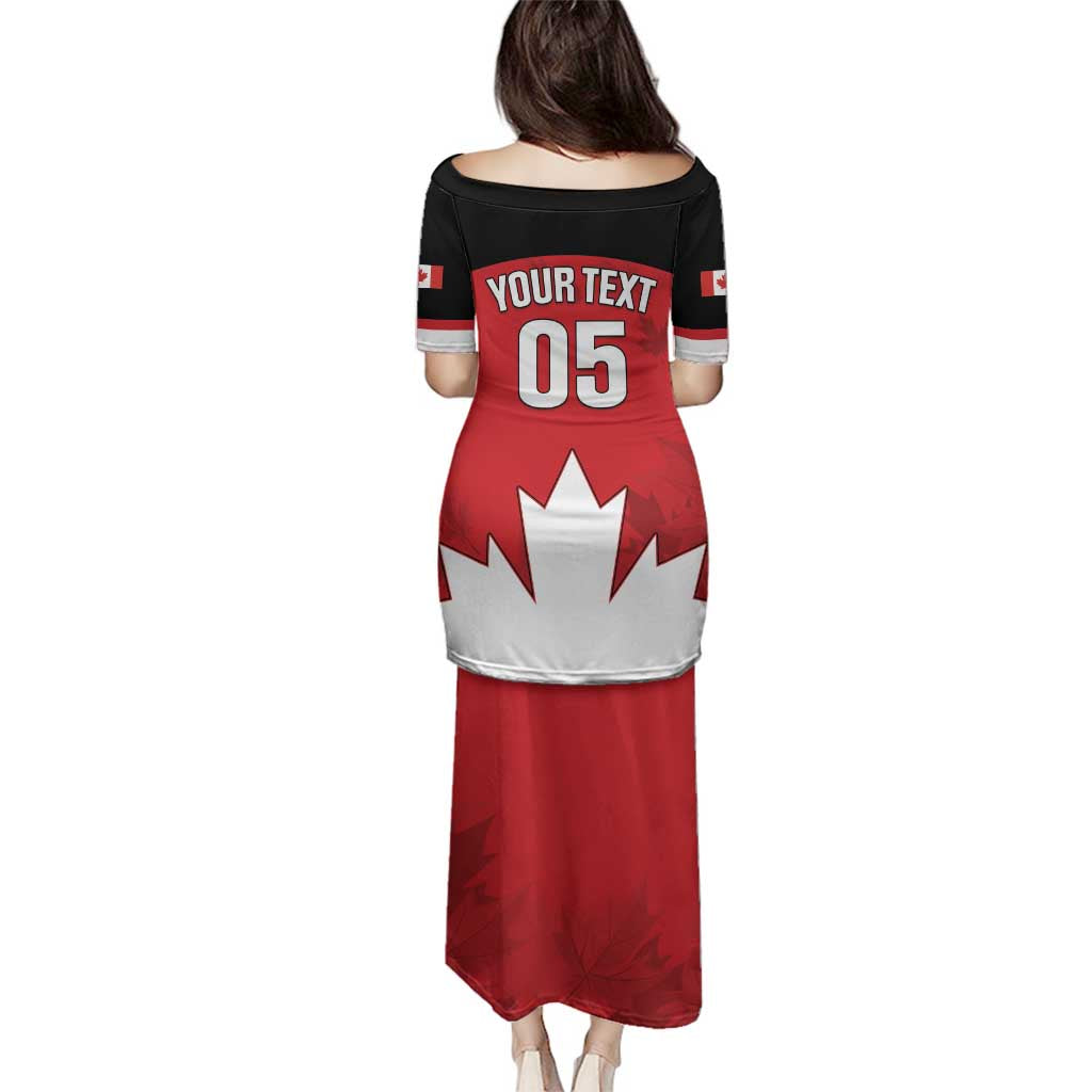 Custom Canada Hockey Family Matching Puletasi and Hawaiian Shirt Maple Leaves Sporty Style