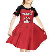 Custom Canada Hockey Kid Short Sleeve Dress Maple Leaves Sporty Style