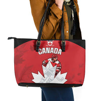 Canada Hockey Leather Tote Bag Maple Leaves Sporty Style
