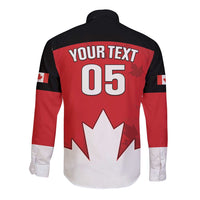Custom Canada Hockey Long Sleeve Button Shirt Maple Leaves Sporty Style