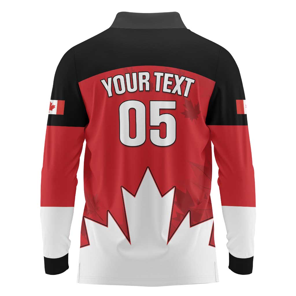 Custom Canada Hockey Long Sleeve Polo Shirt Maple Leaves Sporty Style