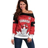 Custom Canada Hockey Off Shoulder Sweater Maple Leaves Sporty Style