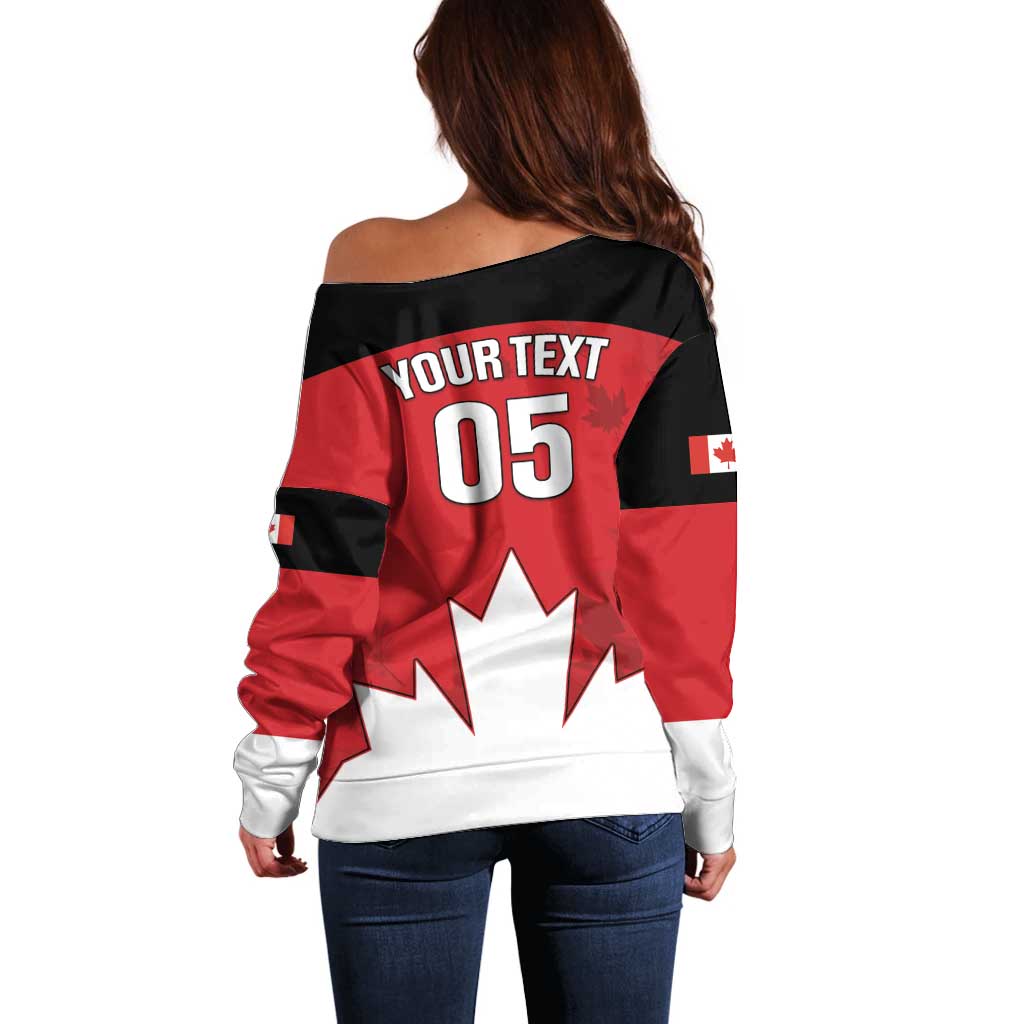 Custom Canada Hockey Off Shoulder Sweater Maple Leaves Sporty Style