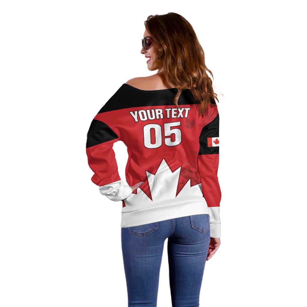 Custom Canada Hockey Off Shoulder Sweater Maple Leaves Sporty Style