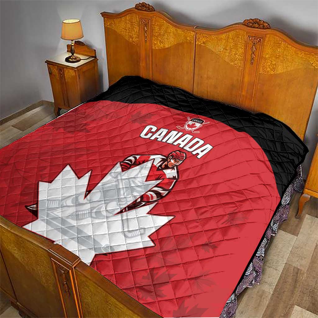 Canada Hockey Quilt Maple Leaves Sporty Style