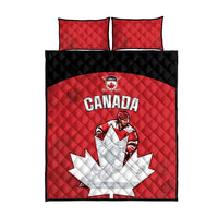 Canada Hockey Quilt Bed Set Maple Leaves Sporty Style