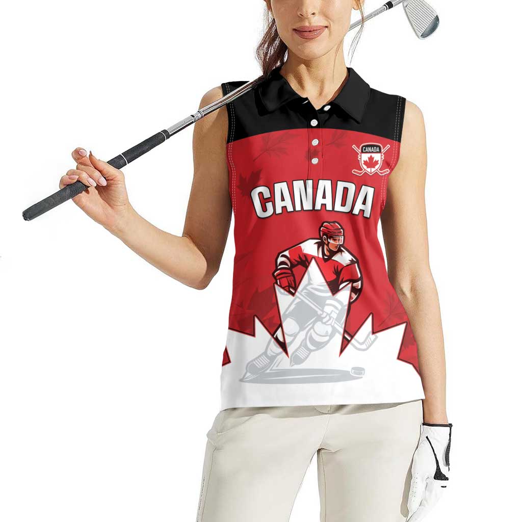 Custom Canada Hockey Women Sleeveless Polo Shirt Maple Leaves Sporty Style