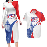 Puerto Rico Baseball Custom Couples Matching Long Sleeve Bodycon Dress and Hawaiian Shirt El Morro Sporty Style